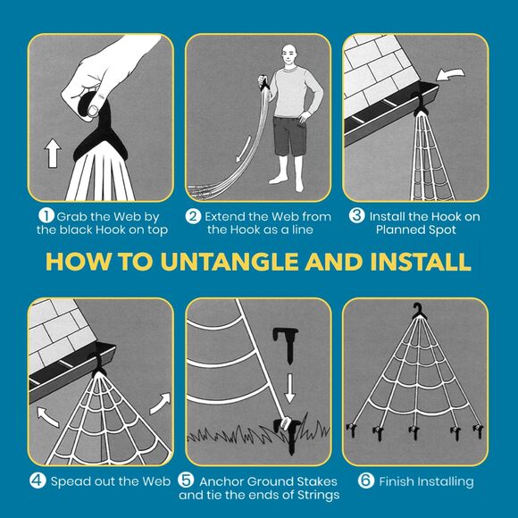 Halloween Spider Web Lights 200 Inch 250 LED Purple Outdoor Indoor Yard Décor - Picture 4 of 7